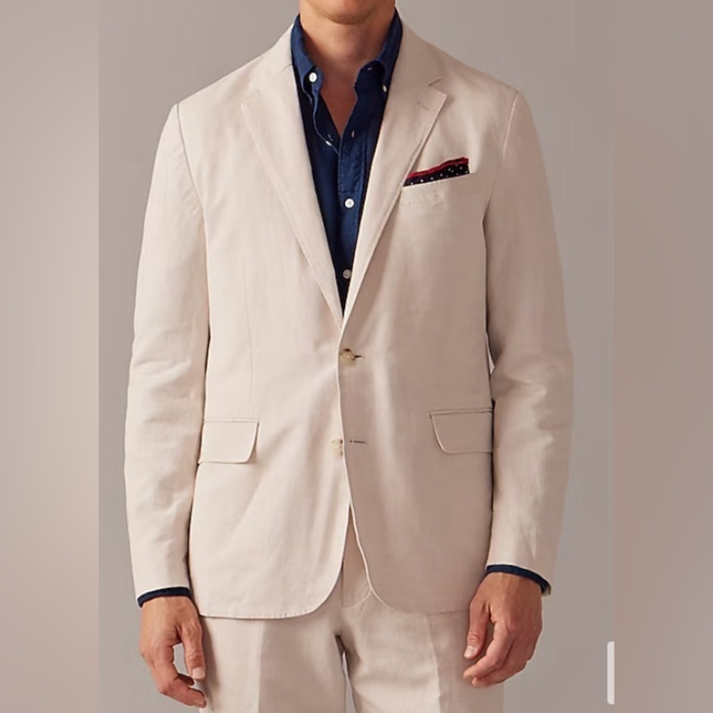 J. Crew-NEW-Ludlow Slim-fit unstructured suit jacket in Irish cotton-linen blend